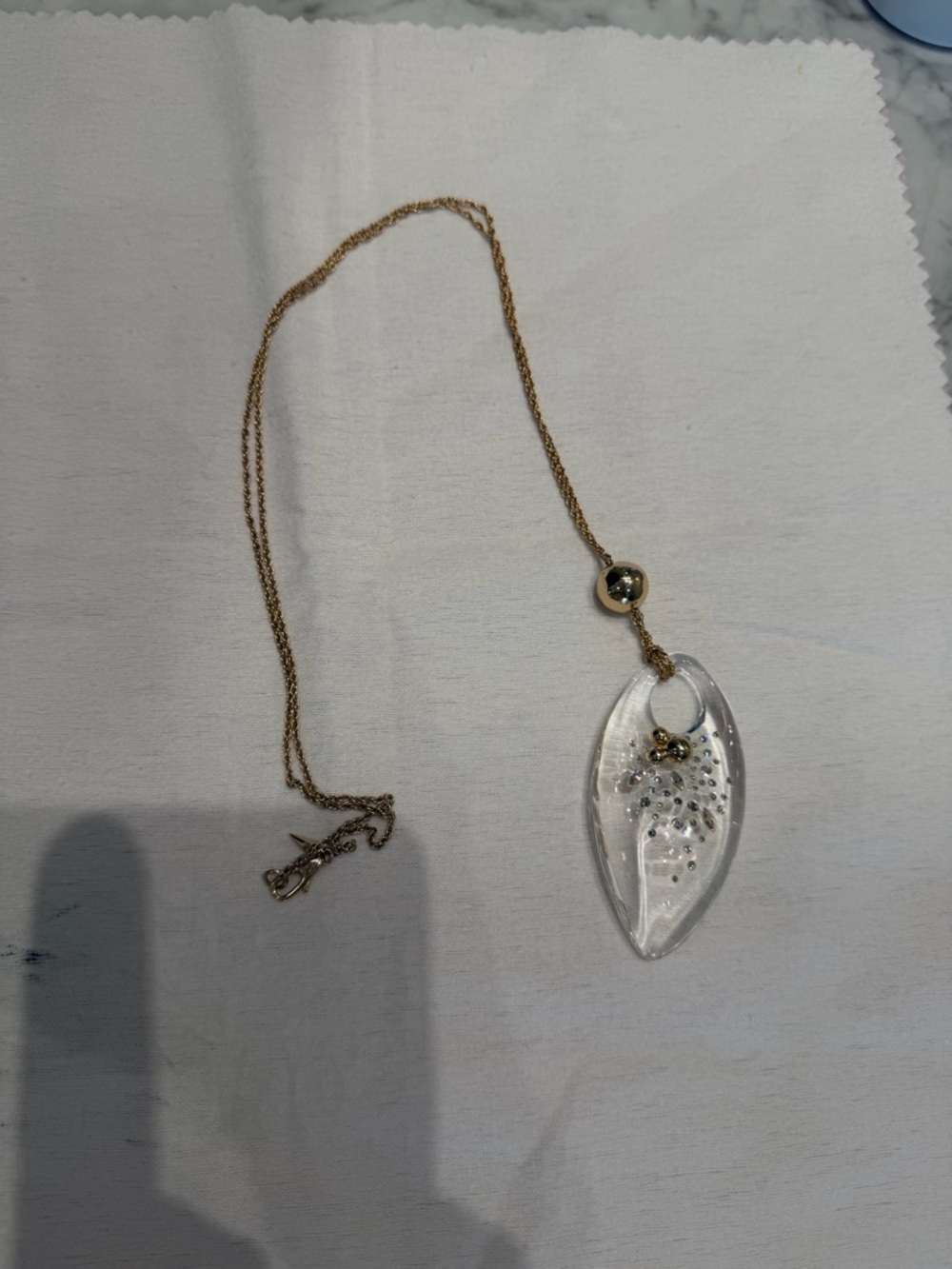 Alexis Bittar Gold-Tone Chain with Clear Leaf Glass Pendant